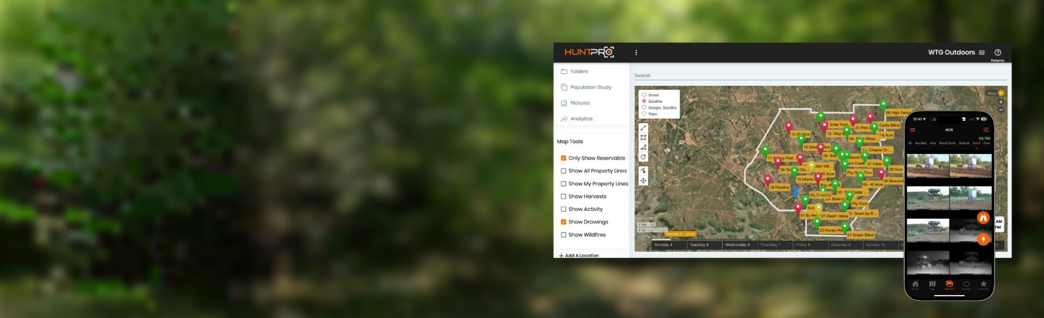 Photo of HuntPro app on a mobile and desktop device